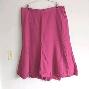 Added Dimensions Catherines Maxi Skirt 2X Pink Linen Blend Eyelets Zip Colorful